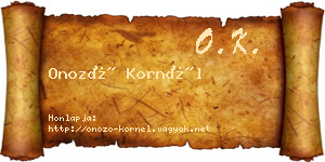 Onozó Kornél névjegykártya